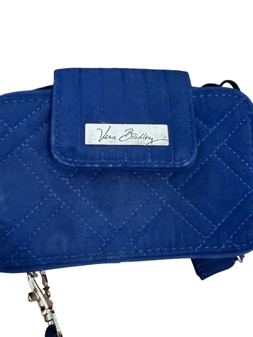 Vera Bradley Blue Quilted Wristlet Wallet With ID Window & Snap Closure - Picture 2 of 7